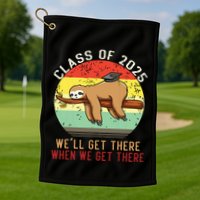 Funny Retro Senior Class Of 2025 Sloth Cap Graduation Gifts Golf Towel