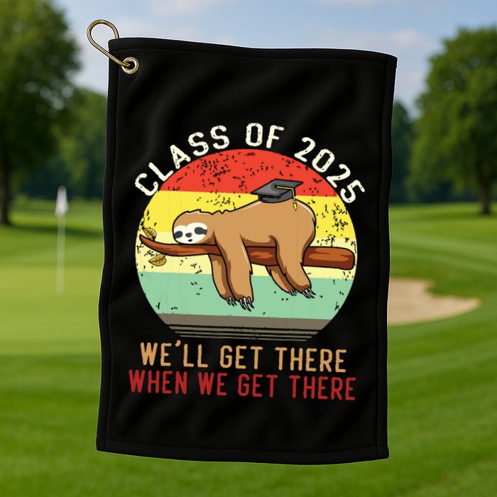 Funny Retro Senior Class Of 2025 Sloth Cap Graduation Gifts Golf Towel