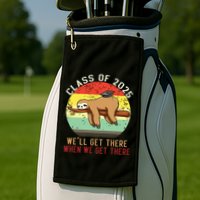 Funny Retro Senior Class Of 2025 Sloth Cap Graduation Gifts Golf Towel