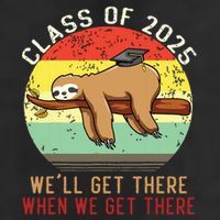 Funny Retro Senior Class Of 2025 Sloth Cap Graduation Gifts Golf Towel