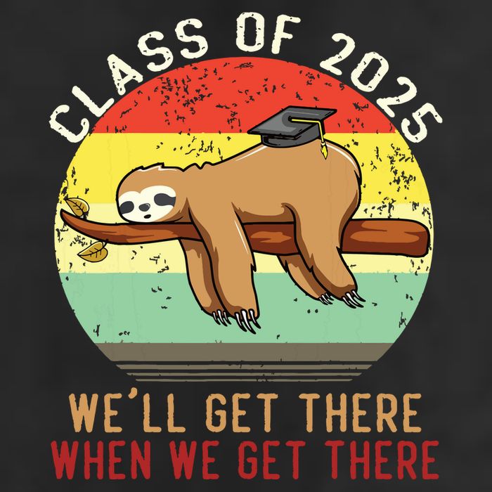 Funny Retro Senior Class Of 2025 Sloth Cap Graduation Gifts Golf Towel