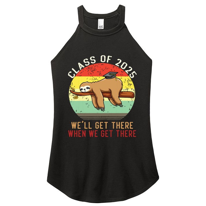 Funny Retro Senior Class Of 2025 Sloth Cap Graduation Gifts Women's Perfect Tri Rocker Tank