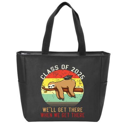 Funny Retro Senior Class Of 2025 Sloth Cap Graduation Gifts Zip Tote Bag