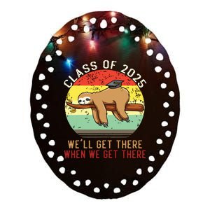 Funny Retro Senior Class Of 2025 Sloth Cap Graduation Gifts Ceramic Oval Ornament