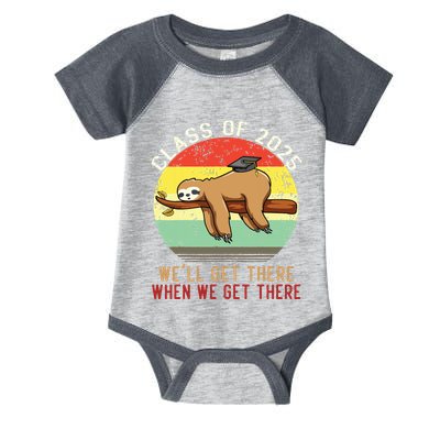 Funny Retro Senior Class Of 2025 Sloth Cap Graduation Gifts Infant Baby Jersey Bodysuit