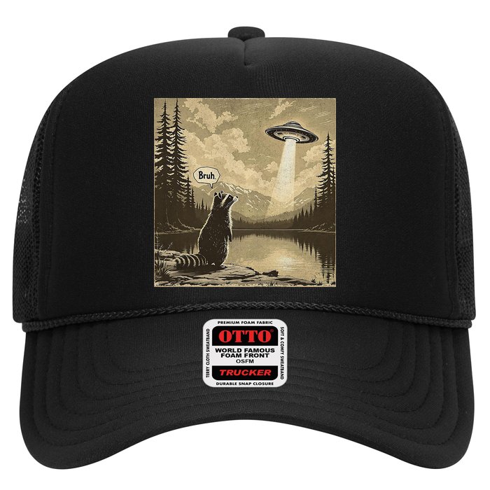Funny Raccoon Sasquatch Alien UFO Monster Introvert Bruh Trucker Hat