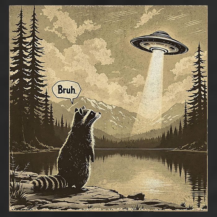 Funny Raccoon Sasquatch Alien UFO Monster Introvert Bruh Trucker Hat