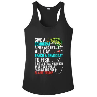 Funny Republican Saying Teach A Democrat Fish Conservative Gift Ladies PosiCharge Competitor Racerback Tank