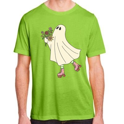 Floral Roller Skating Ghost Adult ChromaSoft Performance T-Shirt