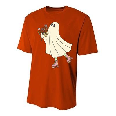 Floral Roller Skating Ghost Performance Sprint T-Shirt