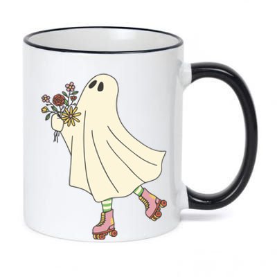 Floral Roller Skating Ghost 11oz Black Color Changing Mug