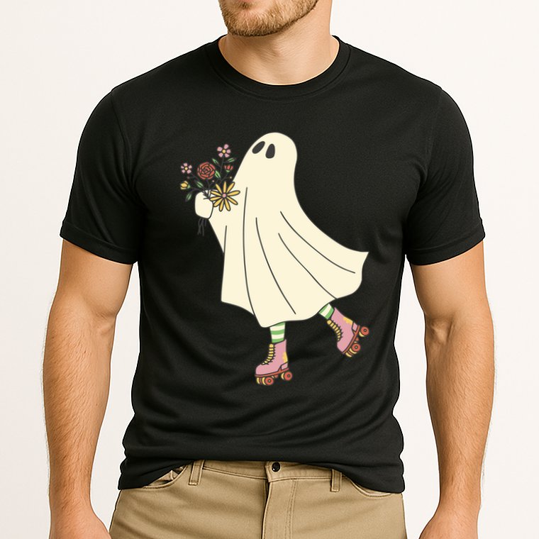 Floral Roller Skating Ghost Cooling Performance Crew T-Shirt