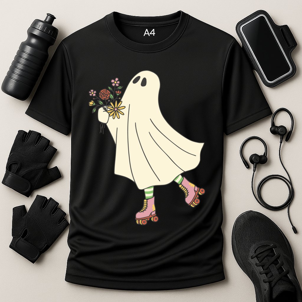 Floral Roller Skating Ghost Cooling Performance Crew T-Shirt
