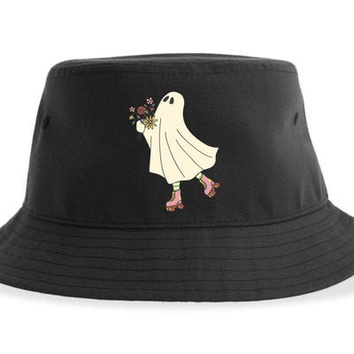 Floral Roller Skating Ghost Sustainable Bucket Hat