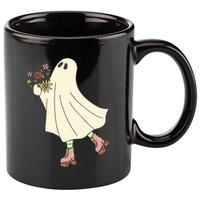 Floral Roller Skating Ghost 11oz C Handle Ceramic Mug
