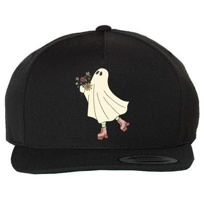 Floral Roller Skating Ghost Wool Snapback Cap