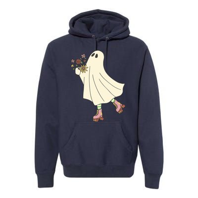 Floral Roller Skating Ghost Premium Hoodie