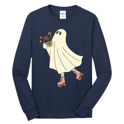 Floral Roller Skating Ghost Tall Long Sleeve T-Shirt