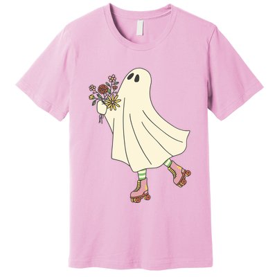 Floral Roller Skating Ghost Premium T-Shirt