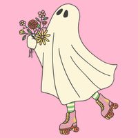 Floral Roller Skating Ghost Premium T-Shirt