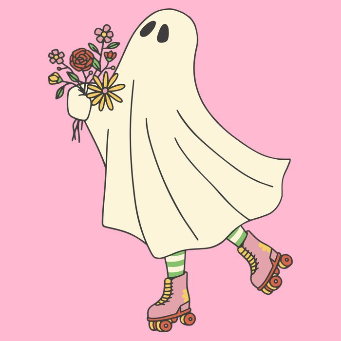 Floral Roller Skating Ghost Premium T-Shirt