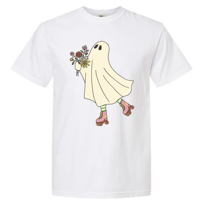 Floral Roller Skating Ghost Garment-Dyed Heavyweight T-Shirt