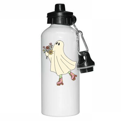 Floral Roller Skating Ghost Aluminum Water Bottle 