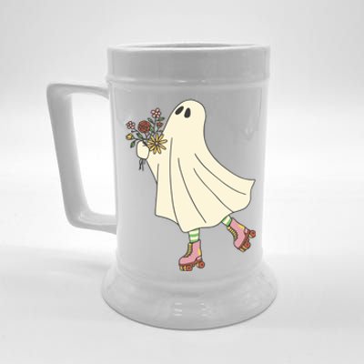 Floral Roller Skating Ghost Beer Stein