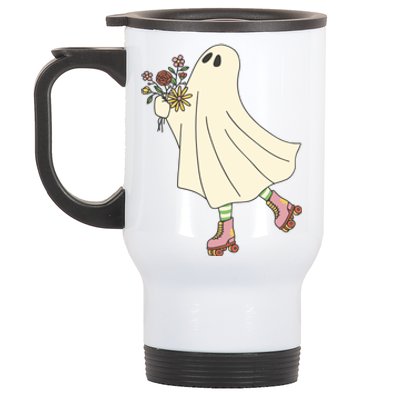 Floral Roller Skating Ghost Stainless Steel Travel Mug