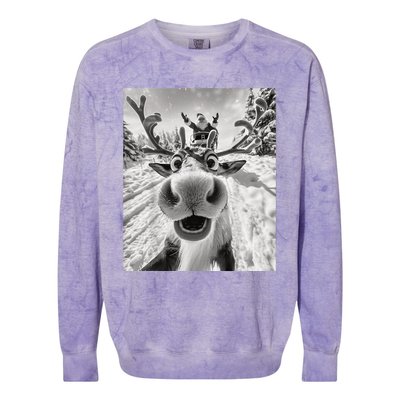 Funny Reindeer Selfie Christmas Colorblast Crewneck Sweatshirt