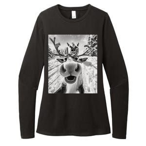 Funny Reindeer Selfie Christmas Womens CVC Long Sleeve Shirt