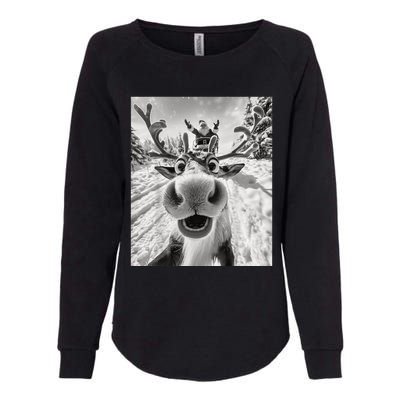 Funny Reindeer Selfie Christmas Womens California Wash Sweatshirt