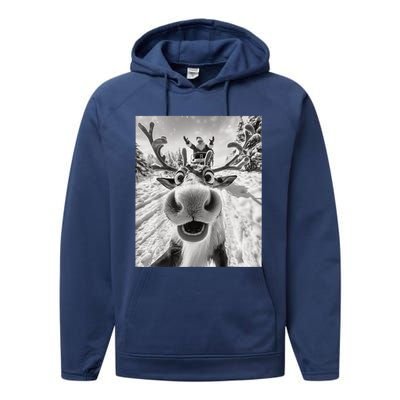 Funny Reindeer Selfie Christmas Performance Fleece Hoodie