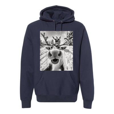 Funny Reindeer Selfie Christmas Premium Hoodie