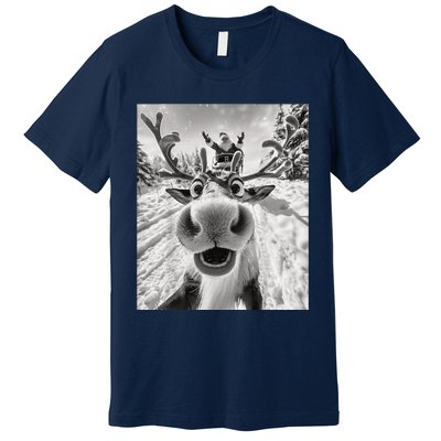 Funny Reindeer Selfie Christmas Premium T-Shirt