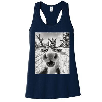 Funny Reindeer Selfie Christmas Women's Racerback Tank