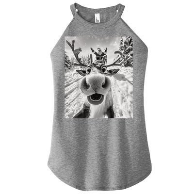 Funny Reindeer Selfie Christmas Women's Perfect Tri Rocker Tank