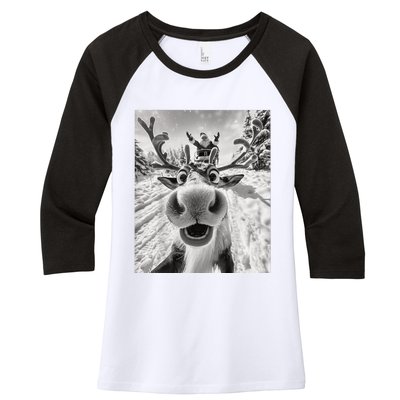 Funny Reindeer Selfie Christmas Women's Tri-Blend 3/4-Sleeve Raglan Shirt