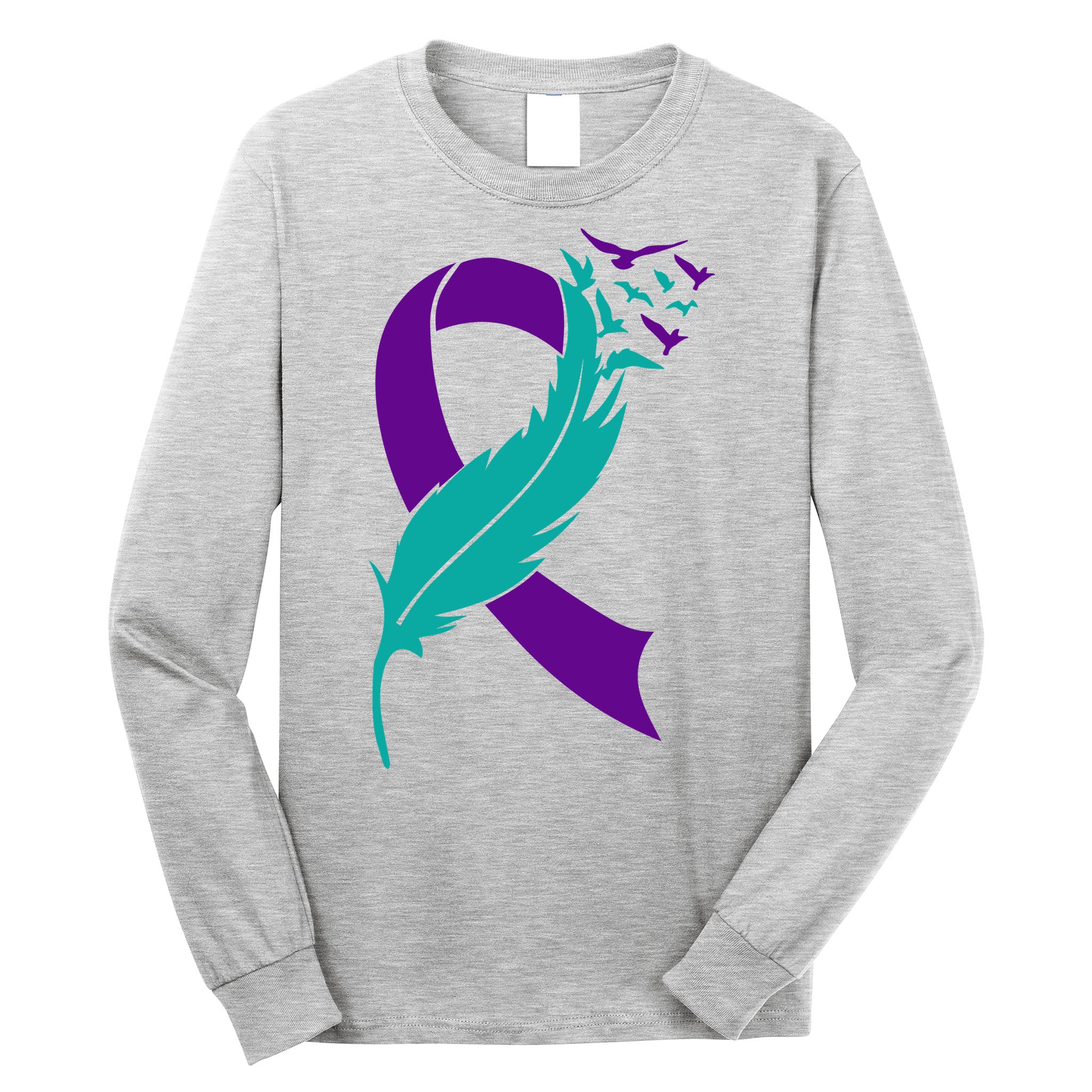 Feather Ribbon Suicide Prevention Awareness Long Sleeve Shirt