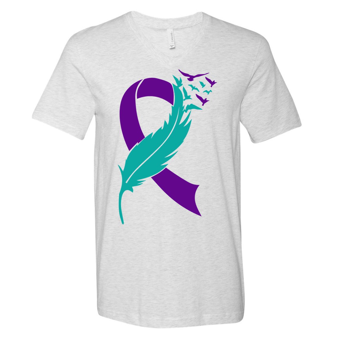 Feather Ribbon Suicide Prevention Awareness V-Neck T-Shirt