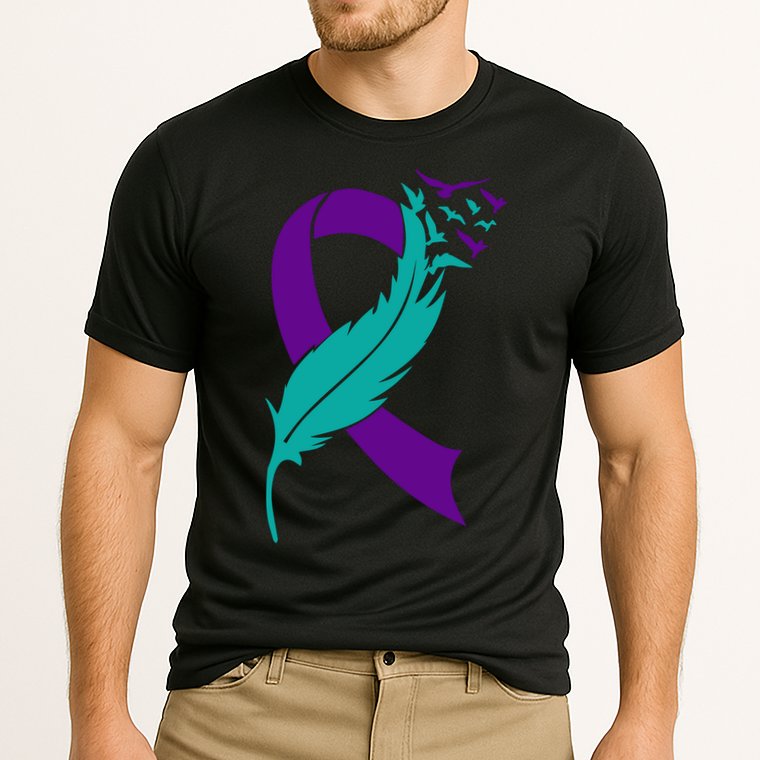 Feather Ribbon Suicide Prevention Awareness Performance Shirt