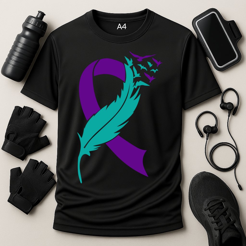Feather Ribbon Suicide Prevention Awareness Performance Shirt