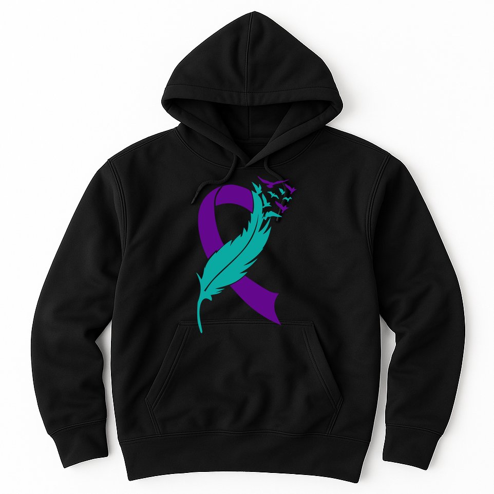 Feather Ribbon Suicide Prevention Awareness Hoodie
