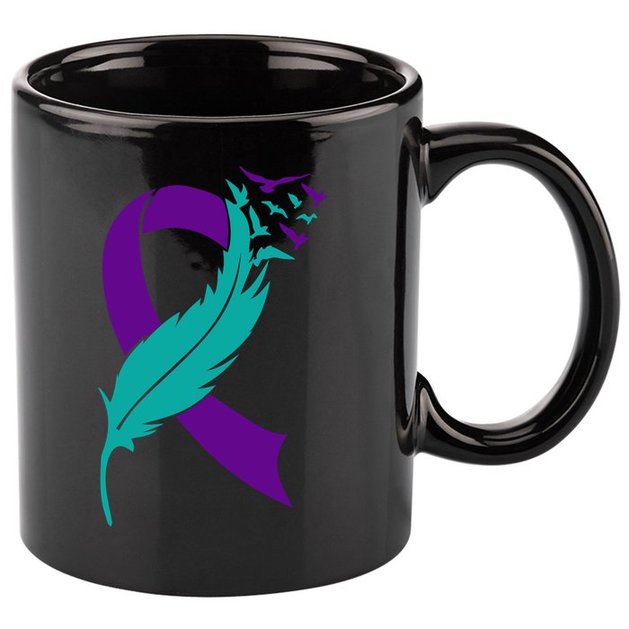 Feather Ribbon Suicide Prevention Awareness 11oz C Handle Ceramic Mug