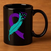 Feather Ribbon Suicide Prevention Awareness 11oz C Handle Ceramic Mug