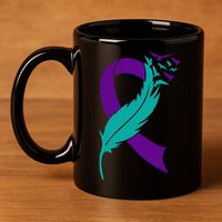 Feather Ribbon Suicide Prevention Awareness 11oz C Handle Ceramic Mug