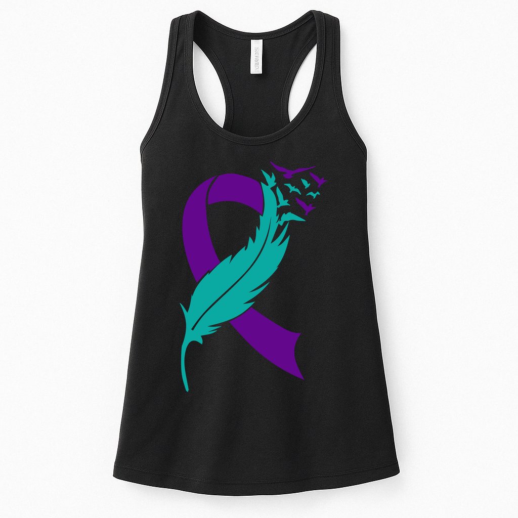 Feather Ribbon Suicide Prevention Awareness Womens Tank Top