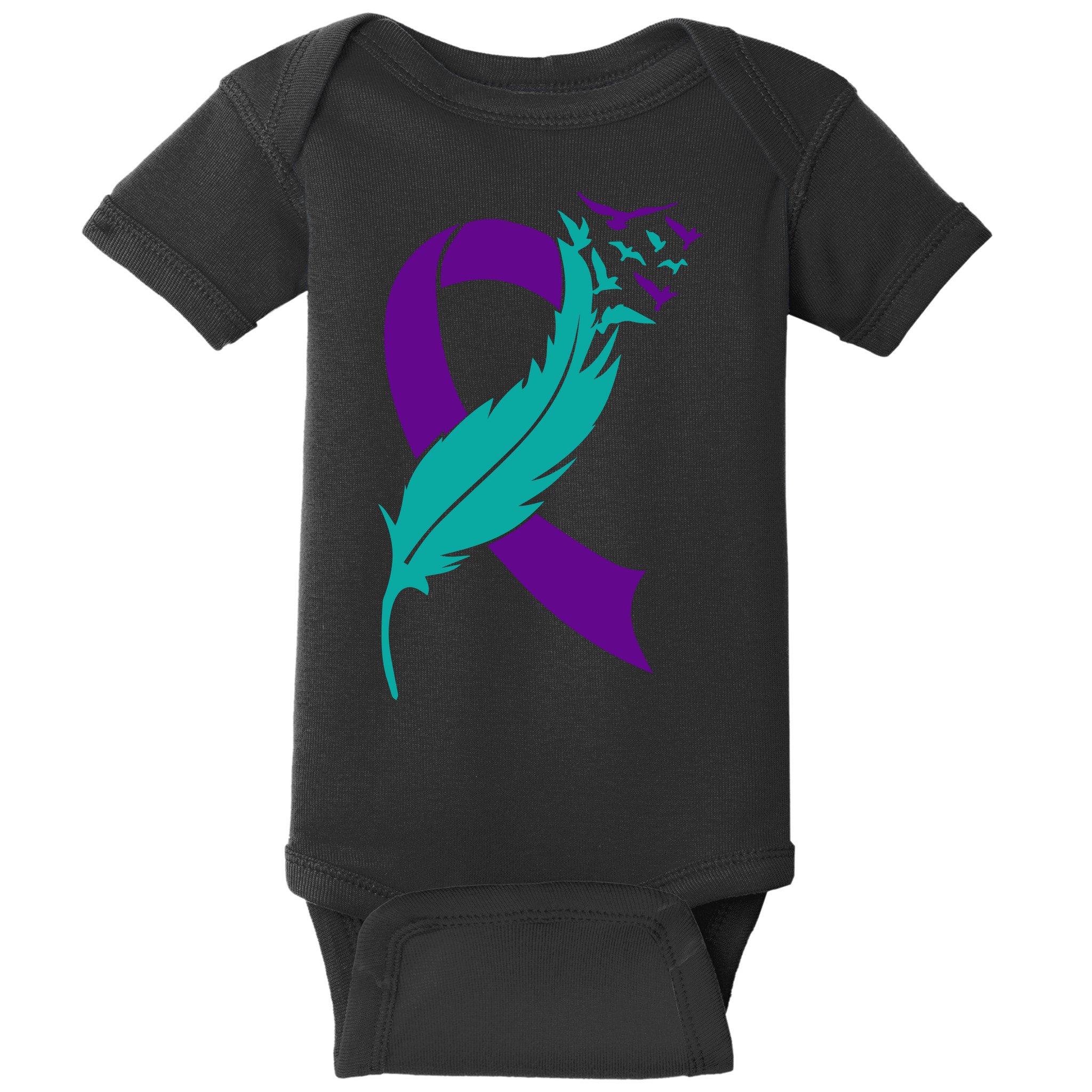 Feather Ribbon Suicide Prevention Awareness Baby Bodysuit