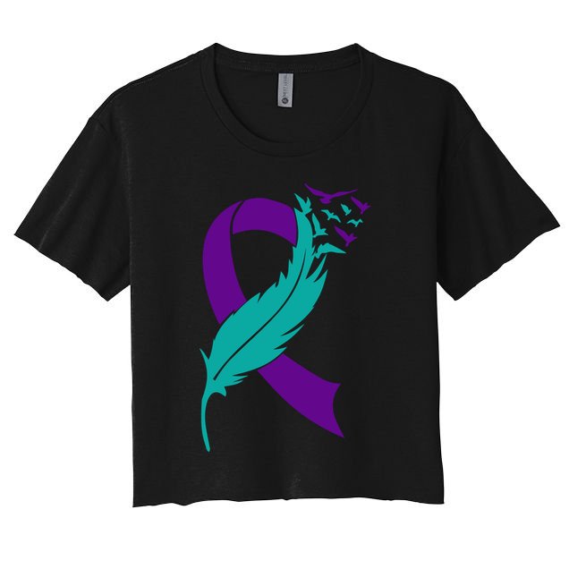 Feather Ribbon Suicide Prevention Awareness Crop Top