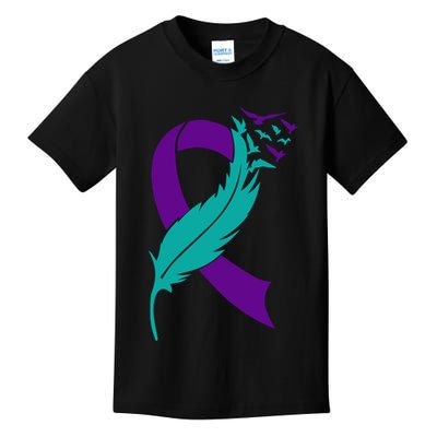 Feather Ribbon Suicide Prevention Awareness Kids T-Shirt